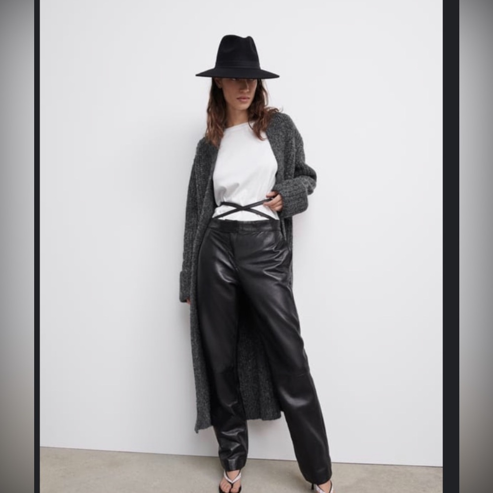 Zara Long Knit Dark Grey Coat